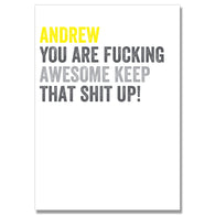 Black And Yellow Personalised Keep That Shit Up Card